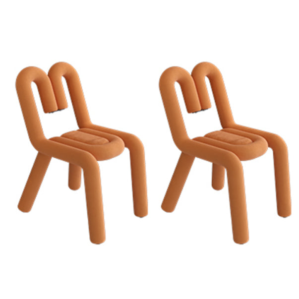 Contemporary Style Side Chair Velvet Open Back Dining Side Chair Orange 2 Piece Set Clearhalo 'Dining Chairs' 'Dining Tables & Seating' 'dining_chair' 'furn' 'furn_dining_chair' 'Furniture' 'furniture_dining_chair' 'Kitchen & Dining Furniture' 5086225