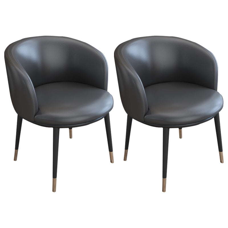 Faux Leather Contemporary Dining Chair with 4 Legs Matte Finish Solid Back Chair Dark Gray 2 Piece Set Clearhalo 'Dining Chairs' 'Dining Tables & Seating' 'dining_chair' 'furn' 'furn_dining_chair' 'Furniture' 'furniture_dining_chair' 'Kitchen & Dining Furniture' 5086233