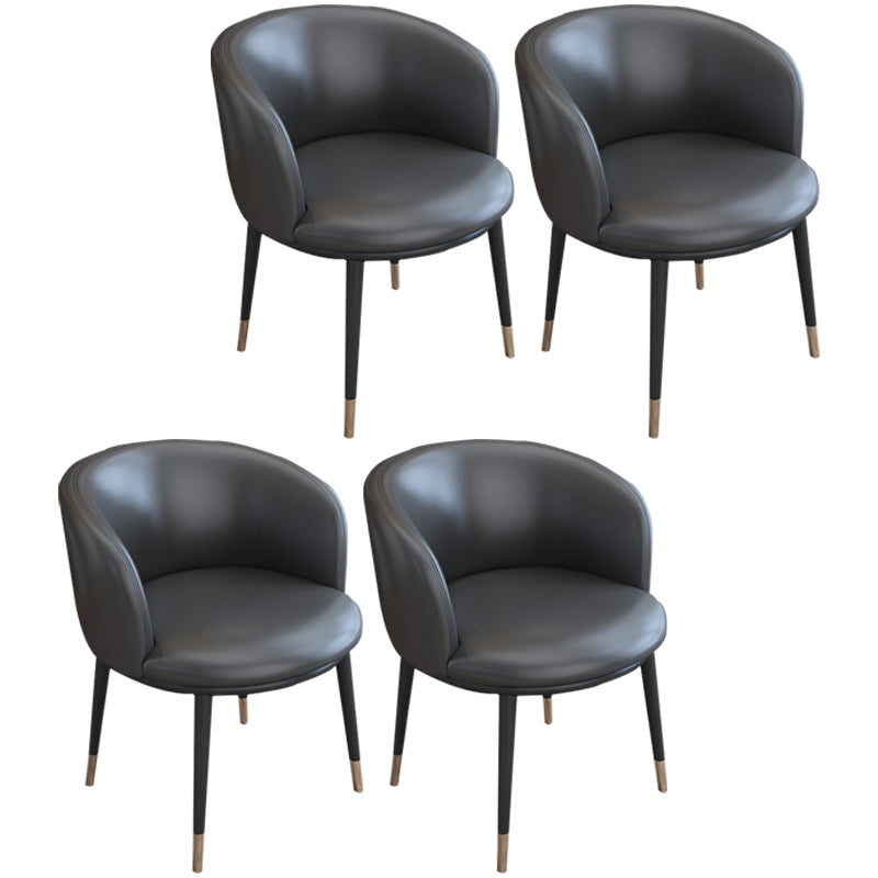 Faux Leather Contemporary Dining Chair with 4 Legs Matte Finish Solid Back Chair Dark Gray 4 Piece Set Clearhalo 'Dining Chairs' 'Dining Tables & Seating' 'dining_chair' 'furn' 'furn_dining_chair' 'Furniture' 'furniture_dining_chair' 'Kitchen & Dining Furniture' 5086235