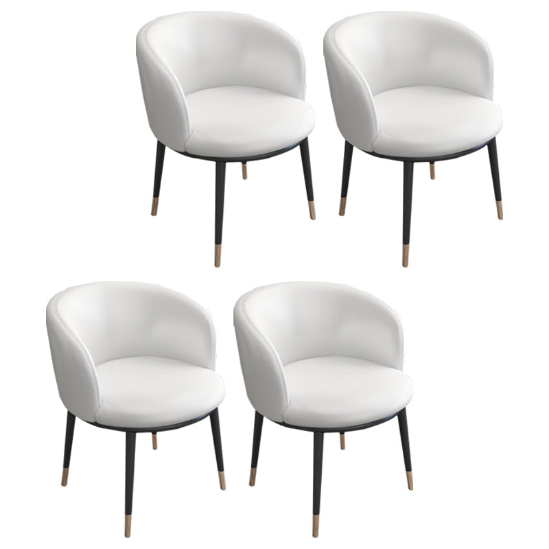Faux Leather Contemporary Dining Chair with 4 Legs Matte Finish Solid Back Chair White 4 Piece Set Clearhalo 'Dining Chairs' 'Dining Tables & Seating' 'dining_chair' 'furn' 'furn_dining_chair' 'Furniture' 'furniture_dining_chair' 'Kitchen & Dining Furniture' 5086239