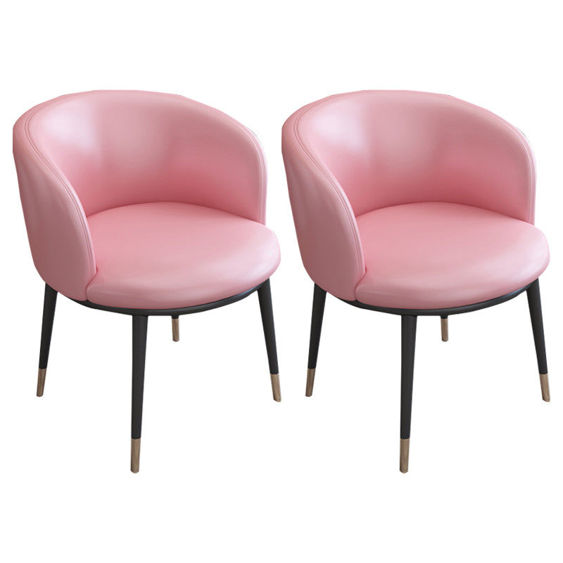 Faux Leather Contemporary Dining Chair with 4 Legs Matte Finish Solid Back Chair Pink 2 Piece Set Clearhalo 'Dining Chairs' 'Dining Tables & Seating' 'dining_chair' 'furn' 'furn_dining_chair' 'Furniture' 'furniture_dining_chair' 'Kitchen & Dining Furniture' 5086240