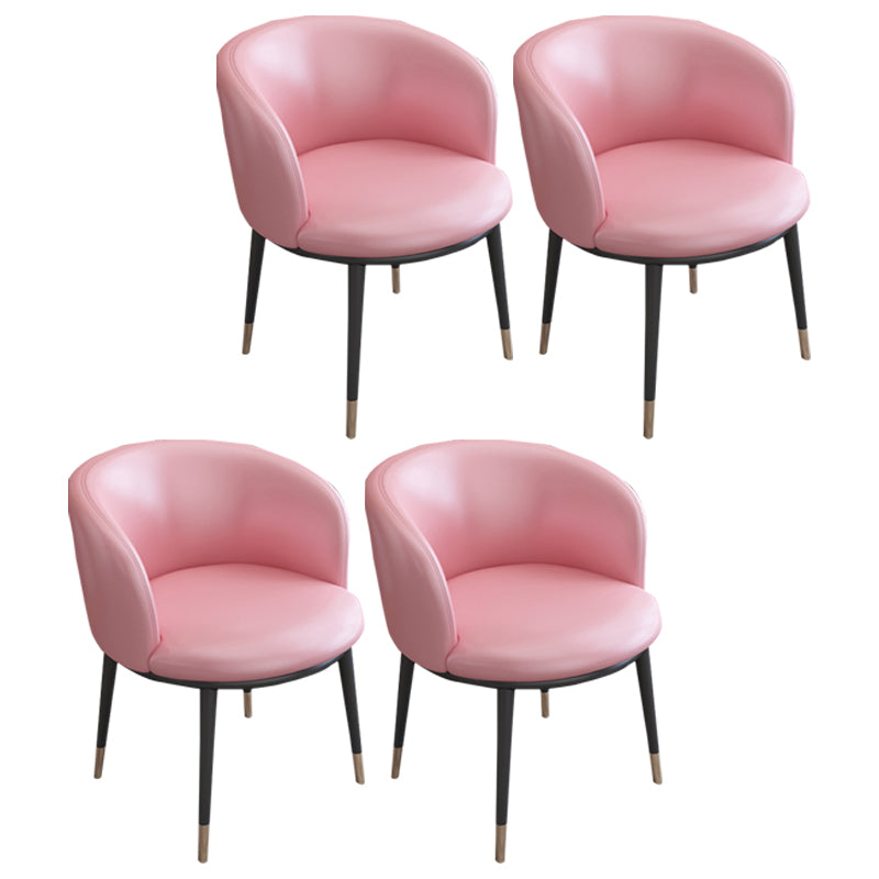 Faux Leather Contemporary Dining Chair with 4 Legs Matte Finish Solid Back Chair Pink 4 Piece Set Clearhalo 'Dining Chairs' 'Dining Tables & Seating' 'dining_chair' 'furn' 'furn_dining_chair' 'Furniture' 'furniture_dining_chair' 'Kitchen & Dining Furniture' 5086242