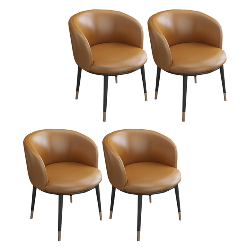 Faux Leather Contemporary Dining Chair with 4 Legs Matte Finish Solid Back Chair Brown 4 Piece Set Clearhalo 'Dining Chairs' 'Dining Tables & Seating' 'dining_chair' 'furn' 'furn_dining_chair' 'Furniture' 'furniture_dining_chair' 'Kitchen & Dining Furniture' 5086246