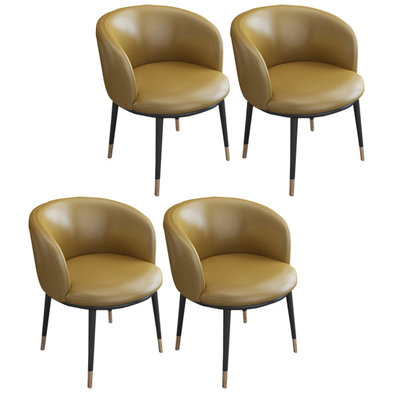 Faux Leather Contemporary Dining Chair with 4 Legs Matte Finish Solid Back Chair Khaki 4 Piece Set Clearhalo 'Dining Chairs' 'Dining Tables & Seating' 'dining_chair' 'furn' 'furn_dining_chair' 'Furniture' 'furniture_dining_chair' 'Kitchen & Dining Furniture' 5086257
