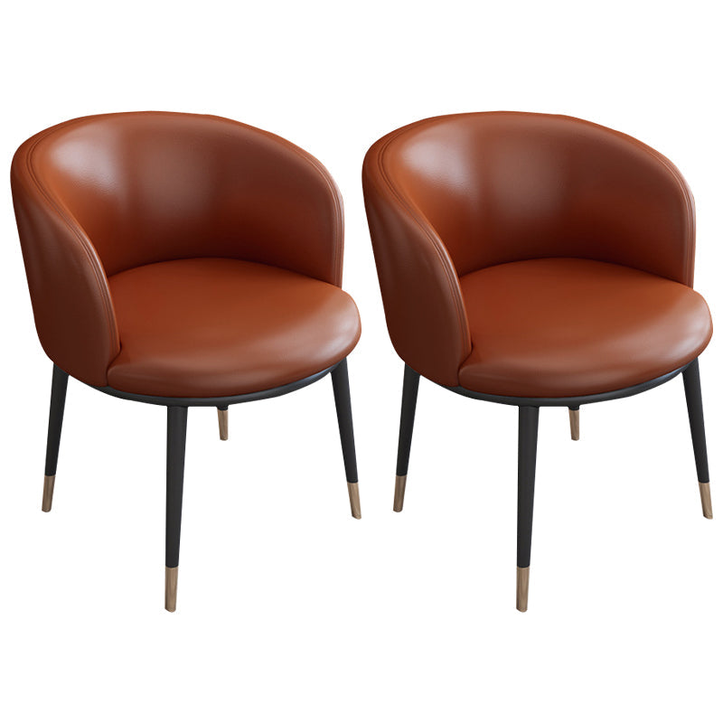 Faux Leather Contemporary Dining Chair with 4 Legs Matte Finish Solid Back Chair Red Brown 2 Piece Set Clearhalo 'Dining Chairs' 'Dining Tables & Seating' 'dining_chair' 'furn' 'furn_dining_chair' 'Furniture' 'furniture_dining_chair' 'Kitchen & Dining Furniture' 5086258