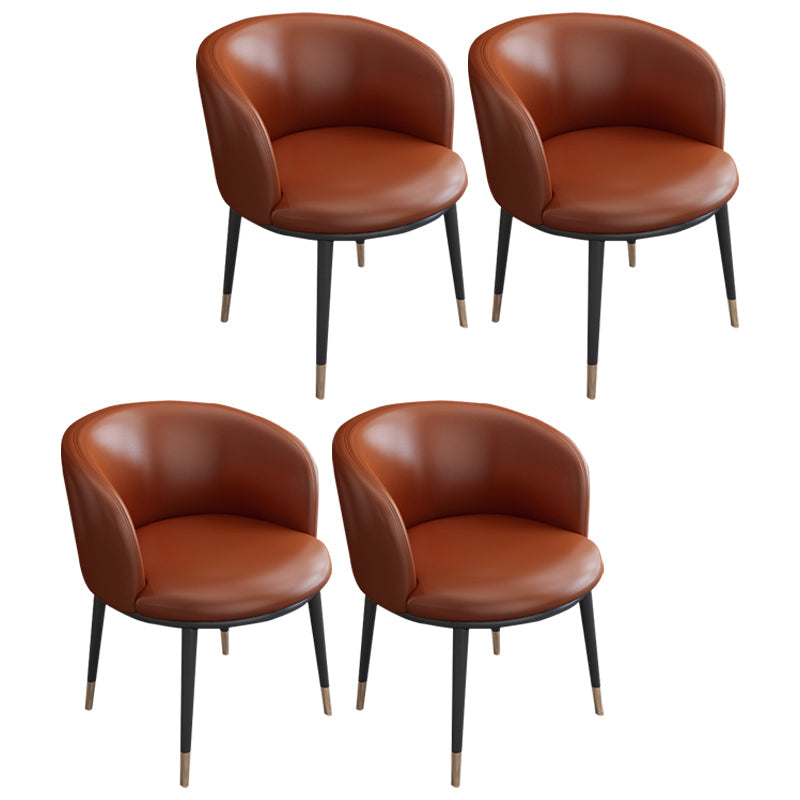 Faux Leather Contemporary Dining Chair with 4 Legs Matte Finish Solid Back Chair Red Brown 4 Piece Set Clearhalo 'Dining Chairs' 'Dining Tables & Seating' 'dining_chair' 'furn' 'furn_dining_chair' 'Furniture' 'furniture_dining_chair' 'Kitchen & Dining Furniture' 5086259