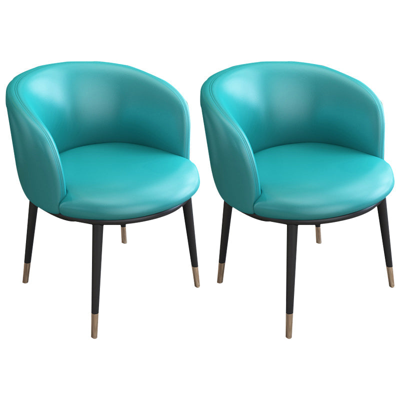 Faux Leather Contemporary Dining Chair with 4 Legs Matte Finish Solid Back Chair Peacock Blue 2 Piece Set Clearhalo 'Dining Chairs' 'Dining Tables & Seating' 'dining_chair' 'furn' 'furn_dining_chair' 'Furniture' 'furniture_dining_chair' 'Kitchen & Dining Furniture' 5086260