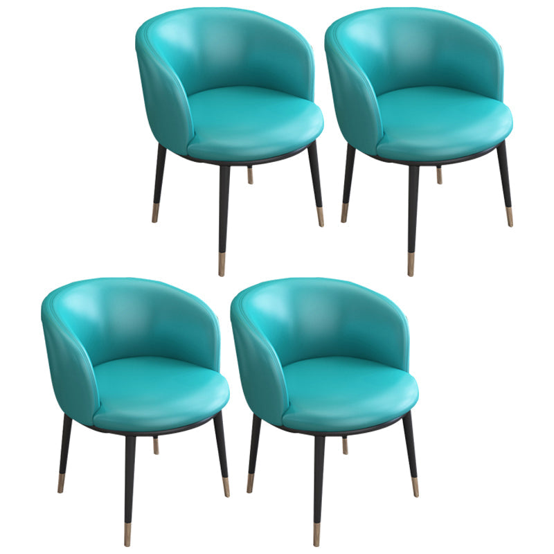 Faux Leather Contemporary Dining Chair with 4 Legs Matte Finish Solid Back Chair Peacock Blue 4 Piece Set Clearhalo 'Dining Chairs' 'Dining Tables & Seating' 'dining_chair' 'furn' 'furn_dining_chair' 'Furniture' 'furniture_dining_chair' 'Kitchen & Dining Furniture' 5086261