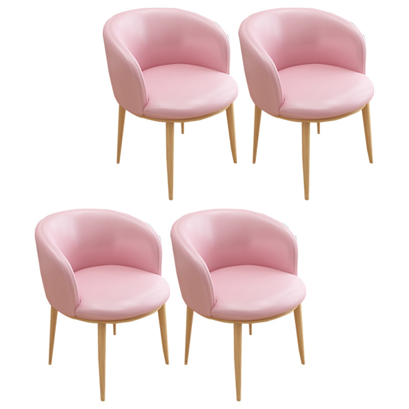 Faux Leather Contemporary Dining Chair with 4 Legs Matte Finish Solid Back Chair Light Pink 4 Piece Set Clearhalo 'Dining Chairs' 'Dining Tables & Seating' 'dining_chair' 'furn' 'furn_dining_chair' 'Furniture' 'furniture_dining_chair' 'Kitchen & Dining Furniture' 5086265