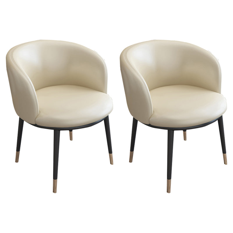 Faux Leather Contemporary Dining Chair with 4 Legs Matte Finish Solid Back Chair Off-White 2 Piece Set Clearhalo 'Dining Chairs' 'Dining Tables & Seating' 'dining_chair' 'furn' 'furn_dining_chair' 'Furniture' 'furniture_dining_chair' 'Kitchen & Dining Furniture' 5086268
