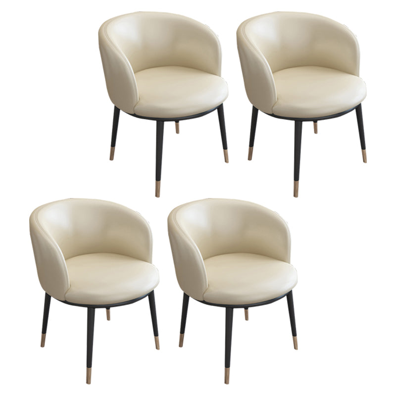 Faux Leather Contemporary Dining Chair with 4 Legs Matte Finish Solid Back Chair Off-White 4 Piece Set Clearhalo 'Dining Chairs' 'Dining Tables & Seating' 'dining_chair' 'furn' 'furn_dining_chair' 'Furniture' 'furniture_dining_chair' 'Kitchen & Dining Furniture' 5086269