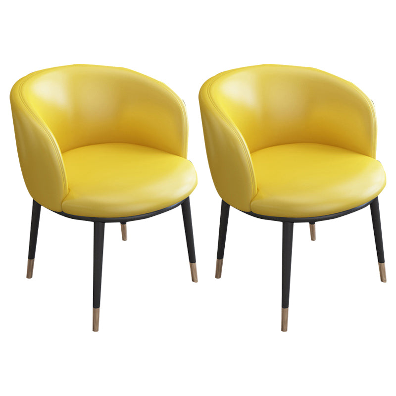 Faux Leather Contemporary Dining Chair with 4 Legs Matte Finish Solid Back Chair Yellow 2 Piece Set Clearhalo 'Dining Chairs' 'Dining Tables & Seating' 'dining_chair' 'furn' 'furn_dining_chair' 'Furniture' 'furniture_dining_chair' 'Kitchen & Dining Furniture' 5086270