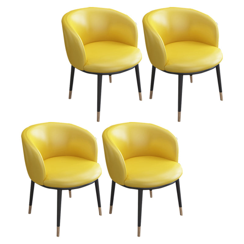 Faux Leather Contemporary Dining Chair with 4 Legs Matte Finish Solid Back Chair Yellow 4 Piece Set Clearhalo 'Dining Chairs' 'Dining Tables & Seating' 'dining_chair' 'furn' 'furn_dining_chair' 'Furniture' 'furniture_dining_chair' 'Kitchen & Dining Furniture' 5086271