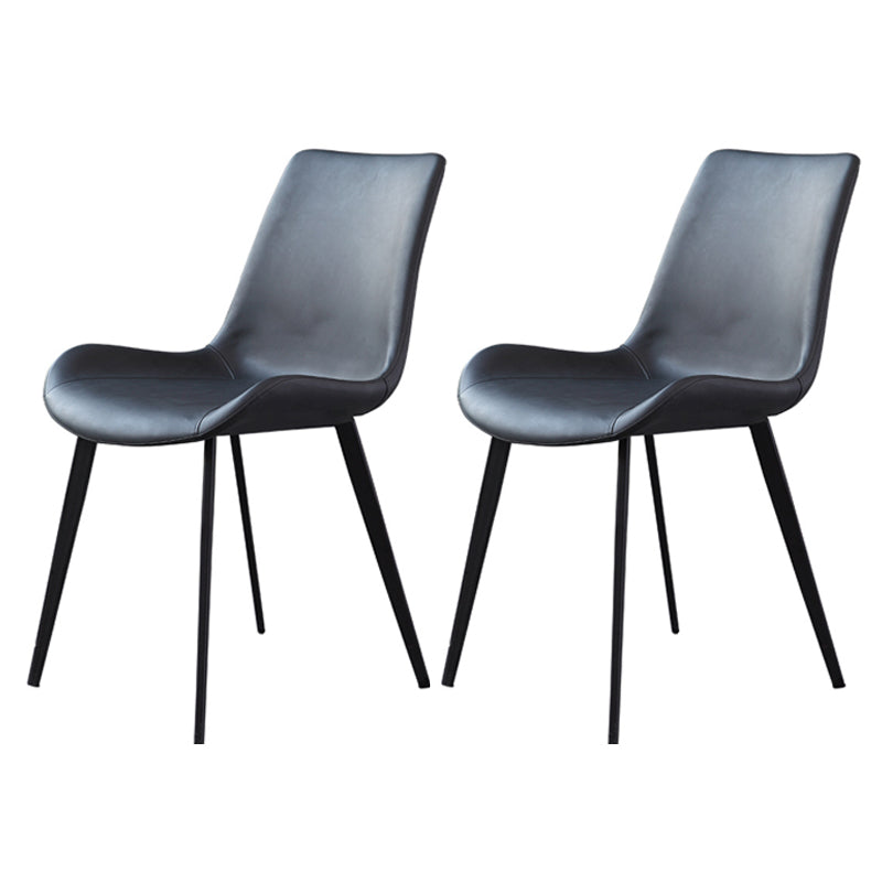 Metal Industrial Dining Chair Metallic Finish Solid Back Indoor Chair Black 2 Piece Set Clearhalo 'Dining Chairs' 'Dining Tables & Seating' 'dining_chair' 'furn' 'furn_dining_chair' 'Furniture' 'furniture_dining_chair' 'Kitchen & Dining Furniture' 5086274