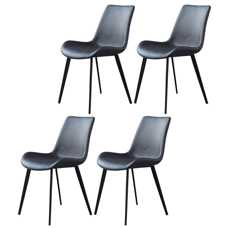 Metal Industrial Dining Chair Metallic Finish Solid Back Indoor Chair Black 4 Piece Set Clearhalo 'Dining Chairs' 'Dining Tables & Seating' 'dining_chair' 'furn' 'furn_dining_chair' 'Furniture' 'furniture_dining_chair' 'Kitchen & Dining Furniture' 5086276
