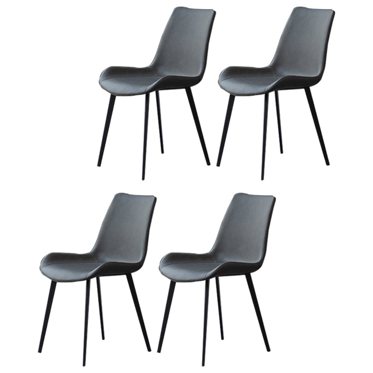 Metal Industrial Dining Chair Metallic Finish Solid Back Indoor Chair Grey 4 Piece Set Clearhalo 'Dining Chairs' 'Dining Tables & Seating' 'dining_chair' 'furn' 'furn_dining_chair' 'Furniture' 'furniture_dining_chair' 'Kitchen & Dining Furniture' 5086281