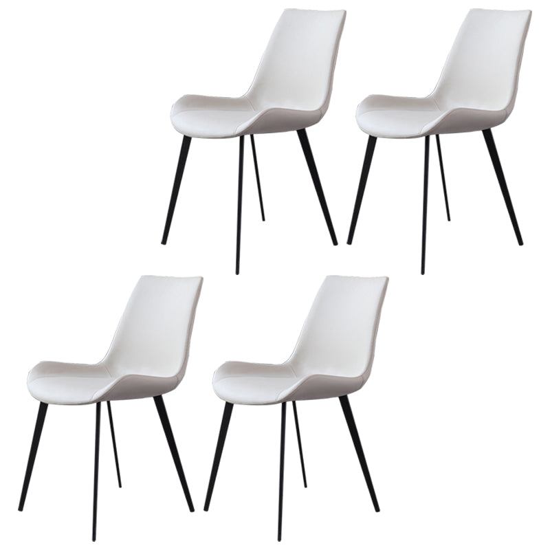 Metal Industrial Dining Chair Metallic Finish Solid Back Indoor Chair White 4 Piece Set Clearhalo 'Dining Chairs' 'Dining Tables & Seating' 'dining_chair' 'furn' 'furn_dining_chair' 'Furniture' 'furniture_dining_chair' 'Kitchen & Dining Furniture' 5086288