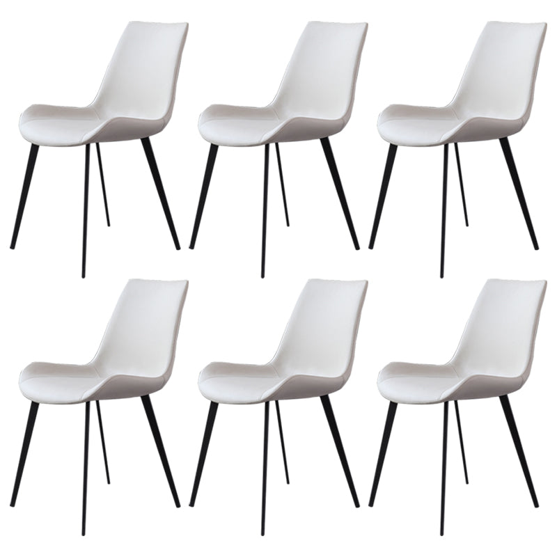 Metal Industrial Dining Chair Metallic Finish Solid Back Indoor Chair White 6 Piece Set Clearhalo 'Dining Chairs' 'Dining Tables & Seating' 'dining_chair' 'furn' 'furn_dining_chair' 'Furniture' 'furniture_dining_chair' 'Kitchen & Dining Furniture' 5086290