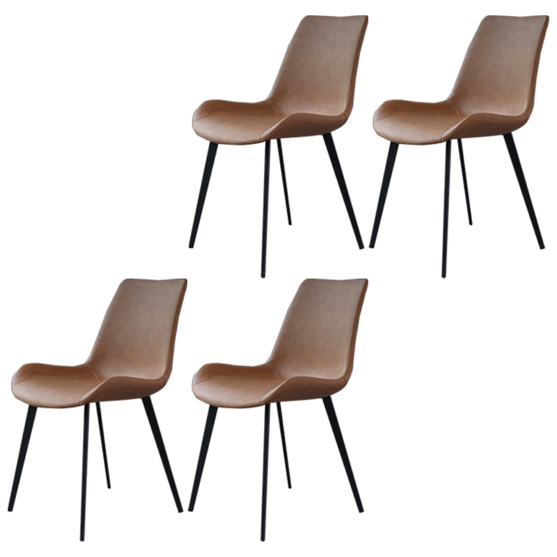Metal Industrial Dining Chair Metallic Finish Solid Back Indoor Chair Brown 4 Piece Set Clearhalo 'Dining Chairs' 'Dining Tables & Seating' 'dining_chair' 'furn' 'furn_dining_chair' 'Furniture' 'furniture_dining_chair' 'Kitchen & Dining Furniture' 5086294