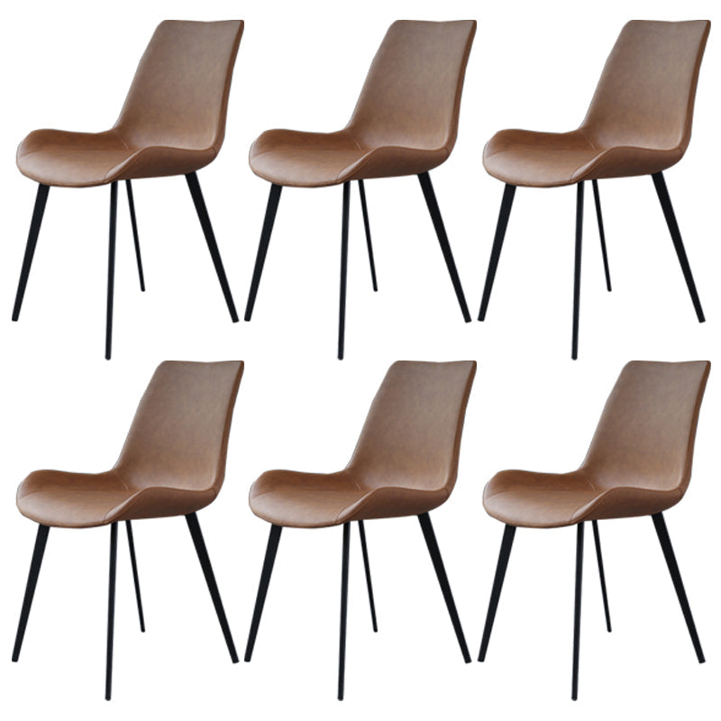Metal Industrial Dining Chair Metallic Finish Solid Back Indoor Chair Brown 6 Piece Set Clearhalo 'Dining Chairs' 'Dining Tables & Seating' 'dining_chair' 'furn' 'furn_dining_chair' 'Furniture' 'furniture_dining_chair' 'Kitchen & Dining Furniture' 5086295