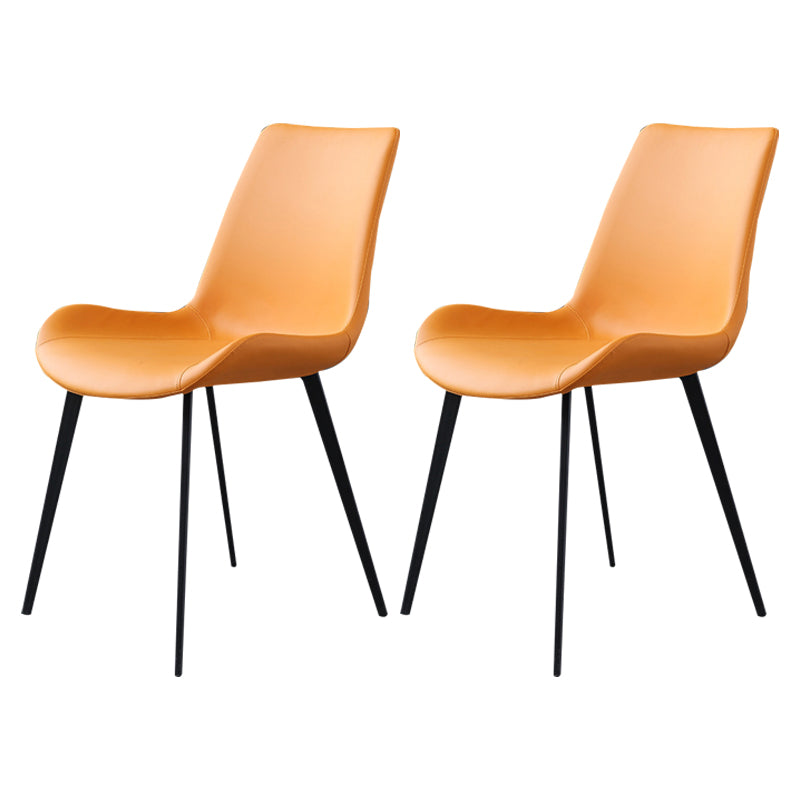 Metal Industrial Dining Chair Metallic Finish Solid Back Indoor Chair Orange 2 Piece Set Clearhalo 'Dining Chairs' 'Dining Tables & Seating' 'dining_chair' 'furn' 'furn_dining_chair' 'Furniture' 'furniture_dining_chair' 'Kitchen & Dining Furniture' 5086296