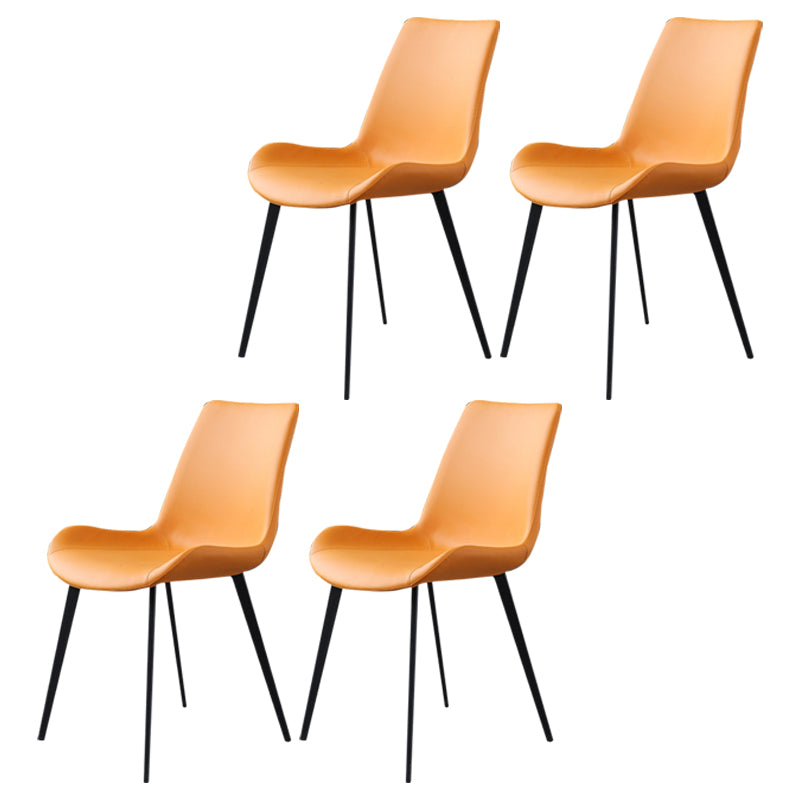 Metal Industrial Dining Chair Metallic Finish Solid Back Indoor Chair Orange 4 Piece Set Clearhalo 'Dining Chairs' 'Dining Tables & Seating' 'dining_chair' 'furn' 'furn_dining_chair' 'Furniture' 'furniture_dining_chair' 'Kitchen & Dining Furniture' 5086297