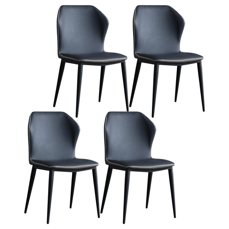 Contemporary Home Upholstered Side Chair Metallic Finish Wingback Dining Chair Blue 4 Piece Set Clearhalo 'Dining Chairs' 'Dining Tables & Seating' 'dining_chair' 'furn' 'furn_dining_chair' 'Furniture' 'furniture_dining_chair' 'Kitchen & Dining Furniture' 5086301