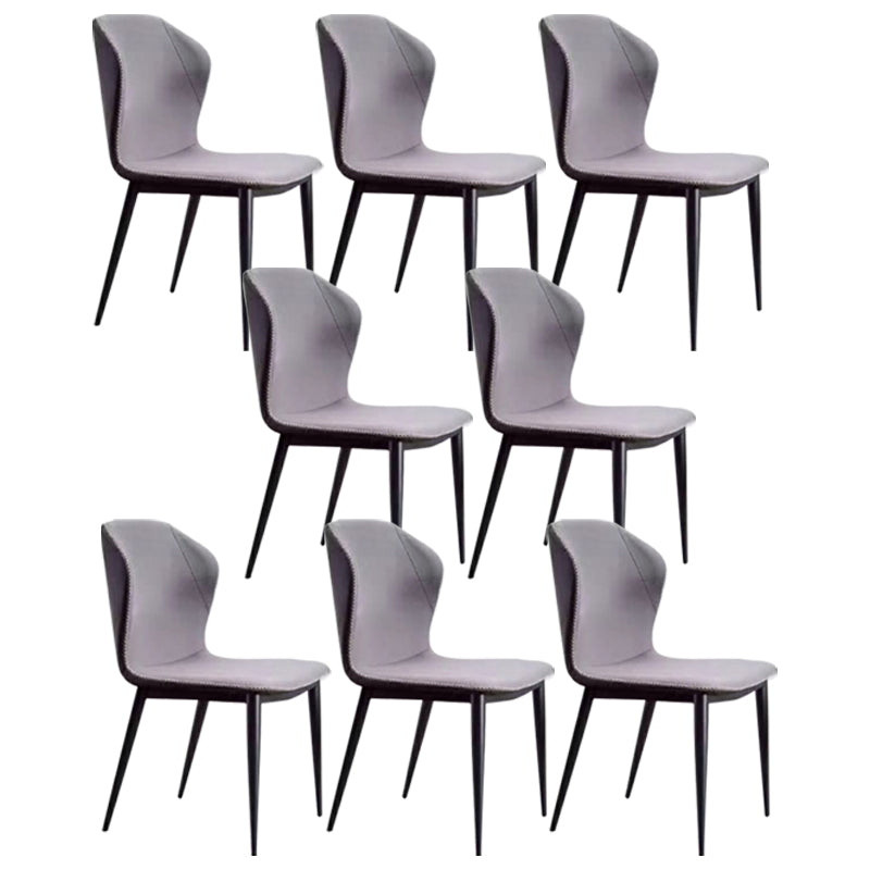 Contemporary Home Upholstered Side Chair Metallic Finish Wingback Dining Chair Cream Gray 8 Piece Set Clearhalo 'Dining Chairs' 'Dining Tables & Seating' 'dining_chair' 'furn' 'furn_dining_chair' 'Furniture' 'furniture_dining_chair' 'Kitchen & Dining Furniture' 5086307