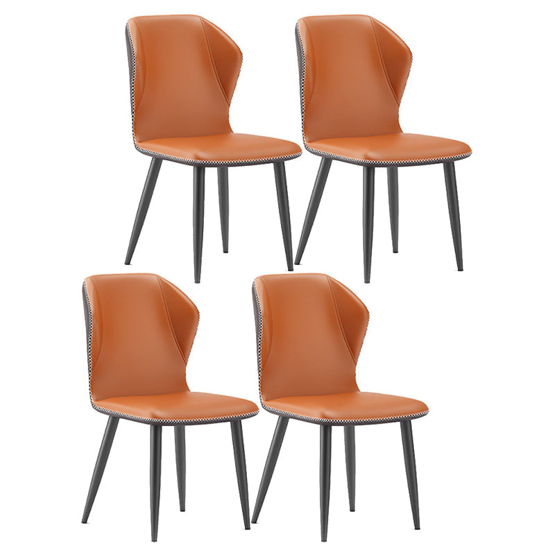Contemporary Home Upholstered Side Chair Metallic Finish Wingback Dining Chair Orange 4 Piece Set Clearhalo 'Dining Chairs' 'Dining Tables & Seating' 'dining_chair' 'furn' 'furn_dining_chair' 'Furniture' 'furniture_dining_chair' 'Kitchen & Dining Furniture' 5086308