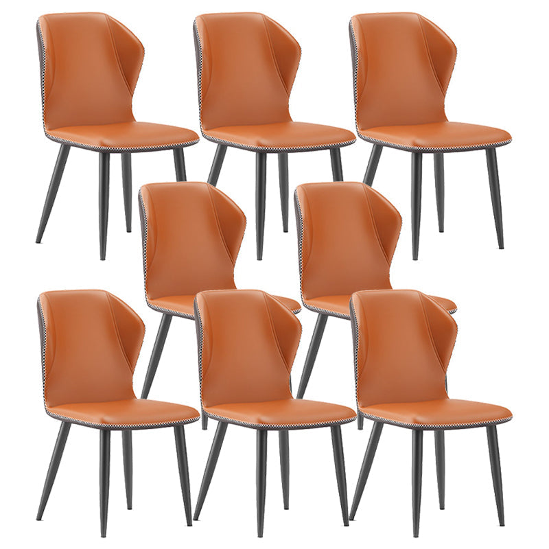 Contemporary Home Upholstered Side Chair Metallic Finish Wingback Dining Chair Orange 8 Piece Set Clearhalo 'Dining Chairs' 'Dining Tables & Seating' 'dining_chair' 'furn' 'furn_dining_chair' 'Furniture' 'furniture_dining_chair' 'Kitchen & Dining Furniture' 5086310
