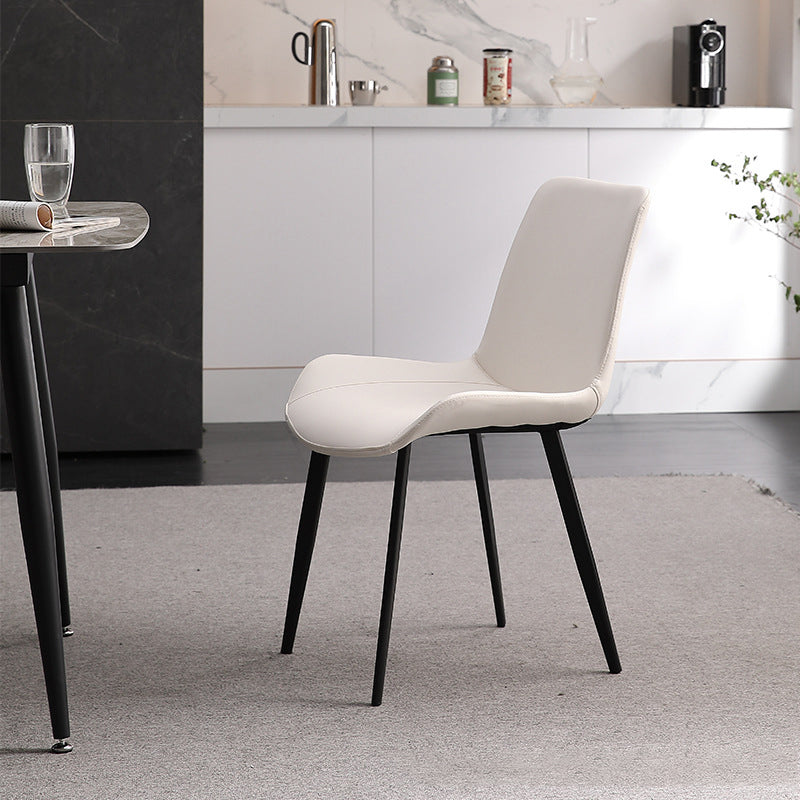 Metal Industrial Dining Chair with Black Legs Metallic Finish Solid Back Side Chair Clearhalo 'Dining Chairs' 'Dining Tables & Seating' 'dining_chair' 'furn' 'furn_dining_chair' 'Furniture' 'furniture_dining_chair' 'Kitchen & Dining Furniture' 5086321