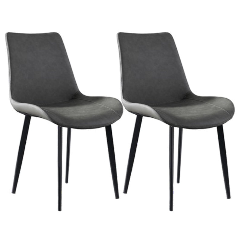 Metal Industrial Dining Chair with Black Legs Metallic Finish Solid Back Side Chair Grey 2 Piece Set Clearhalo 'Dining Chairs' 'Dining Tables & Seating' 'dining_chair' 'furn' 'furn_dining_chair' 'Furniture' 'furniture_dining_chair' 'Kitchen & Dining Furniture' 5086322