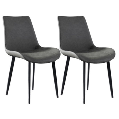 Metal Industrial Dining Chair with Black Legs Metallic Finish Solid Back Side Chair Grey 2 Piece Set Clearhalo 'Dining Chairs' 'Dining Tables & Seating' 'dining_chair' 'furn' 'furn_dining_chair' 'Furniture' 'furniture_dining_chair' 'Kitchen & Dining Furniture' 5086322
