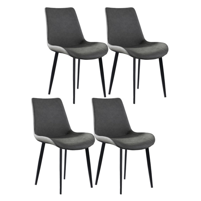 Metal Industrial Dining Chair with Black Legs Metallic Finish Solid Back Side Chair Grey 4 Piece Set Clearhalo 'Dining Chairs' 'Dining Tables & Seating' 'dining_chair' 'furn' 'furn_dining_chair' 'Furniture' 'furniture_dining_chair' 'Kitchen & Dining Furniture' 5086323
