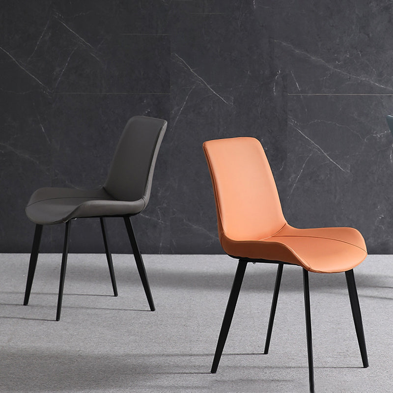 Metal Industrial Dining Chair with Black Legs Metallic Finish Solid Back Side Chair Clearhalo 'Dining Chairs' 'Dining Tables & Seating' 'dining_chair' 'furn' 'furn_dining_chair' 'Furniture' 'furniture_dining_chair' 'Kitchen & Dining Furniture' 5086324