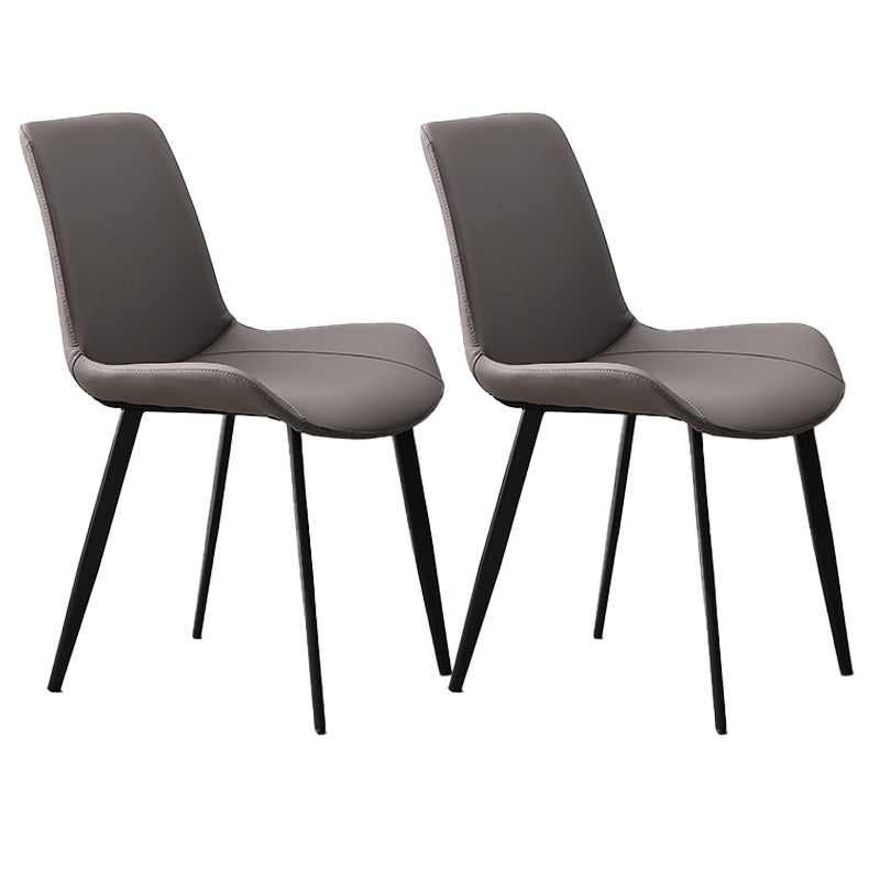 Metal Industrial Dining Chair with Black Legs Metallic Finish Solid Back Side Chair Dark Gray 2 Piece Set Clearhalo 'Dining Chairs' 'Dining Tables & Seating' 'dining_chair' 'furn' 'furn_dining_chair' 'Furniture' 'furniture_dining_chair' 'Kitchen & Dining Furniture' 5086327