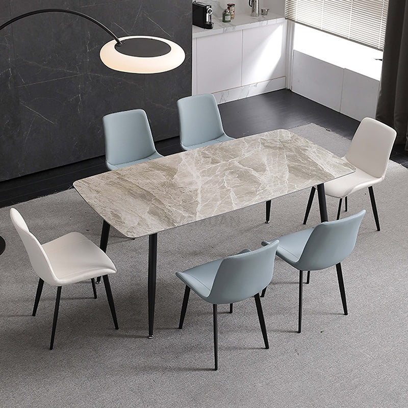 Metal Industrial Dining Chair with Black Legs Metallic Finish Solid Back Side Chair Clearhalo 'Dining Chairs' 'Dining Tables & Seating' 'dining_chair' 'furn' 'furn_dining_chair' 'Furniture' 'furniture_dining_chair' 'Kitchen & Dining Furniture' 5086328