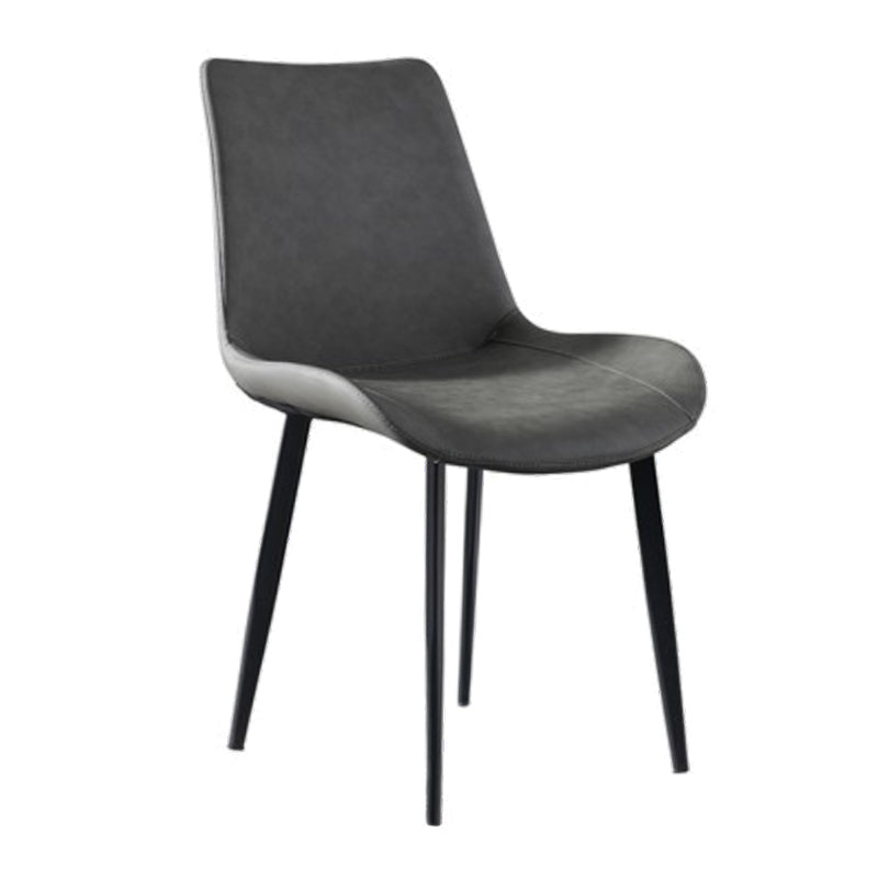 Metal Industrial Dining Chair with Black Legs Metallic Finish Solid Back Side Chair Clearhalo 'Dining Chairs' 'Dining Tables & Seating' 'dining_chair' 'furn' 'furn_dining_chair' 'Furniture' 'furniture_dining_chair' 'Kitchen & Dining Furniture' 5086329