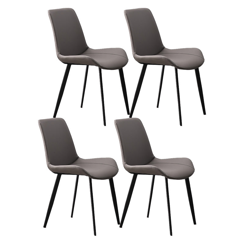Metal Industrial Dining Chair with Black Legs Metallic Finish Solid Back Side Chair Dark Gray 4 Piece Set Clearhalo 'Dining Chairs' 'Dining Tables & Seating' 'dining_chair' 'furn' 'furn_dining_chair' 'Furniture' 'furniture_dining_chair' 'Kitchen & Dining Furniture' 5086330
