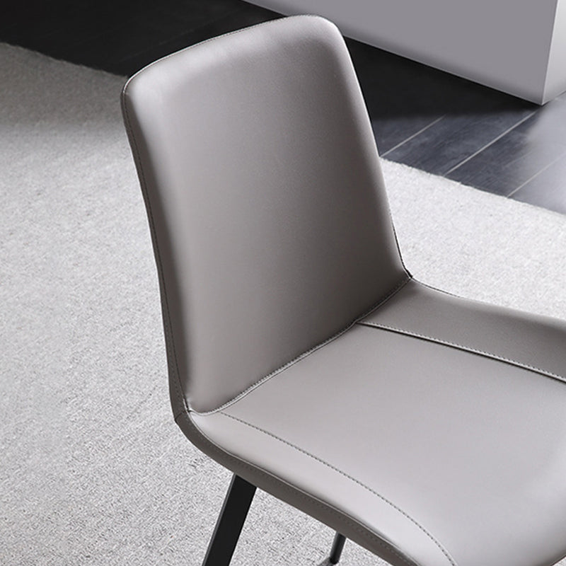 Metal Industrial Dining Chair with Black Legs Metallic Finish Solid Back Side Chair Clearhalo 'Dining Chairs' 'Dining Tables & Seating' 'dining_chair' 'furn' 'furn_dining_chair' 'Furniture' 'furniture_dining_chair' 'Kitchen & Dining Furniture' 5086331