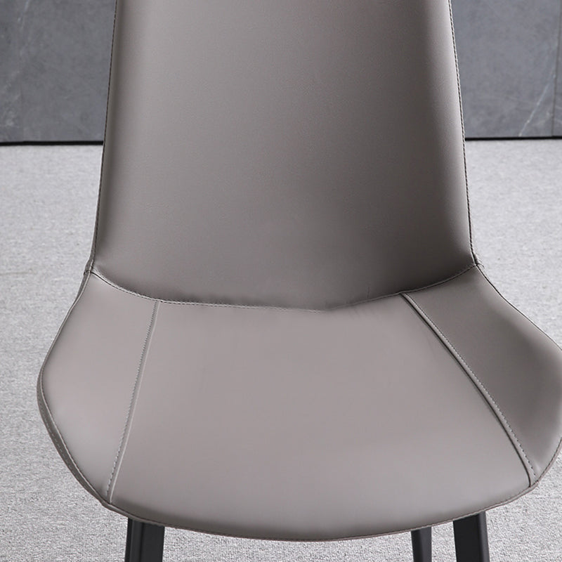 Metal Industrial Dining Chair with Black Legs Metallic Finish Solid Back Side Chair Clearhalo 'Dining Chairs' 'Dining Tables & Seating' 'dining_chair' 'furn' 'furn_dining_chair' 'Furniture' 'furniture_dining_chair' 'Kitchen & Dining Furniture' 5086333