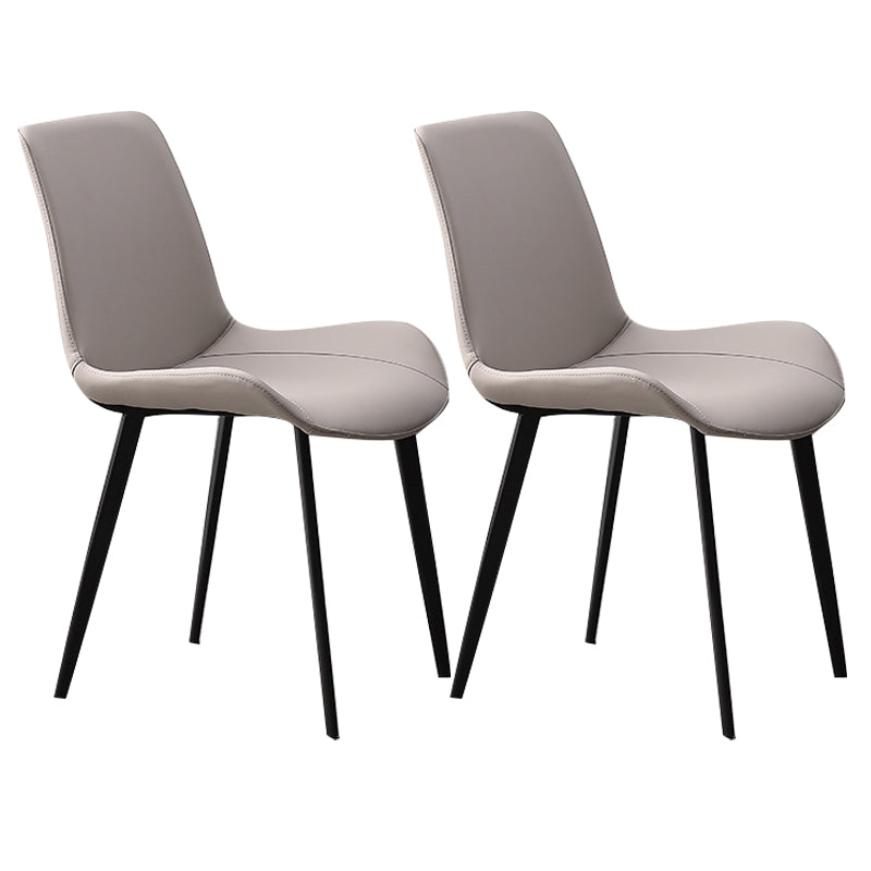 Metal Industrial Dining Chair with Black Legs Metallic Finish Solid Back Side Chair Light Gray 2 Piece Set Clearhalo 'Dining Chairs' 'Dining Tables & Seating' 'dining_chair' 'furn' 'furn_dining_chair' 'Furniture' 'furniture_dining_chair' 'Kitchen & Dining Furniture' 5086334