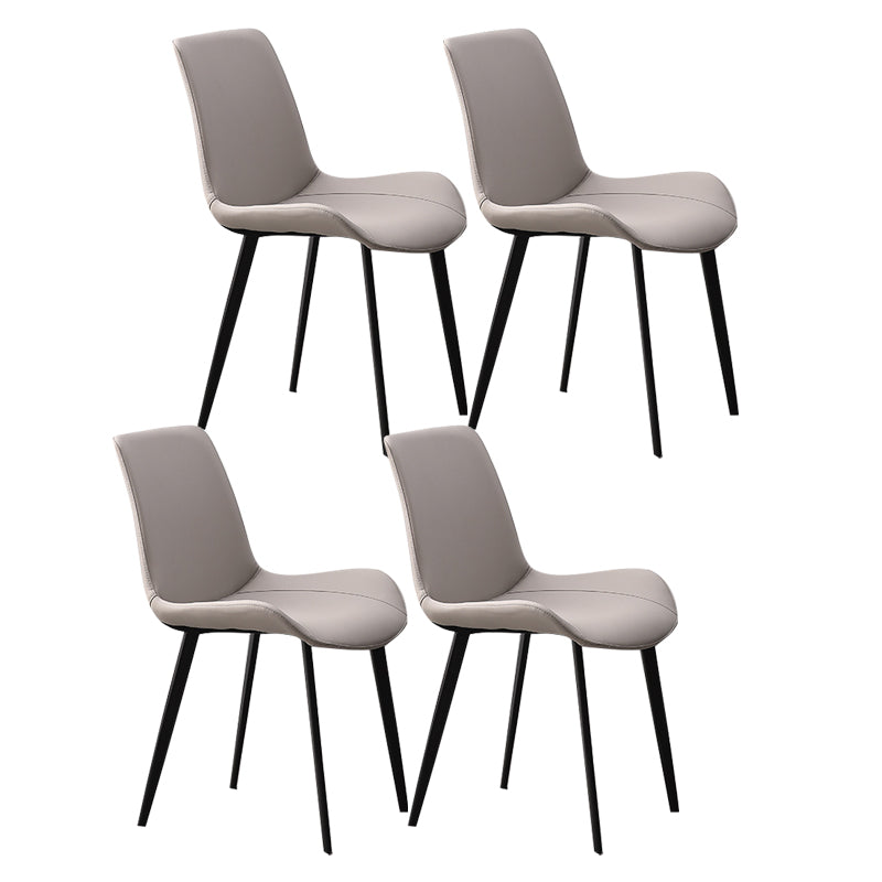 Metal Industrial Dining Chair with Black Legs Metallic Finish Solid Back Side Chair Light Gray 4 Piece Set Clearhalo 'Dining Chairs' 'Dining Tables & Seating' 'dining_chair' 'furn' 'furn_dining_chair' 'Furniture' 'furniture_dining_chair' 'Kitchen & Dining Furniture' 5086335