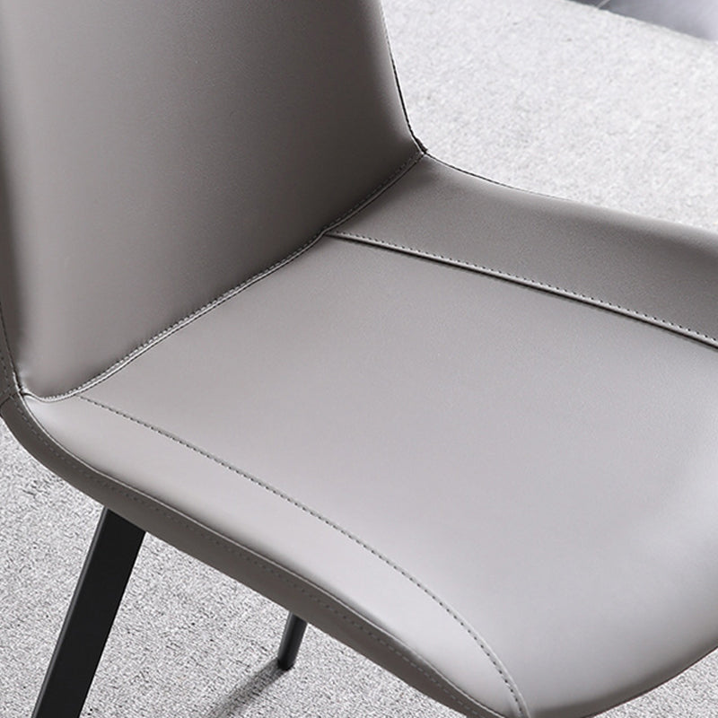 Metal Industrial Dining Chair with Black Legs Metallic Finish Solid Back Side Chair Clearhalo 'Dining Chairs' 'Dining Tables & Seating' 'dining_chair' 'furn' 'furn_dining_chair' 'Furniture' 'furniture_dining_chair' 'Kitchen & Dining Furniture' 5086336