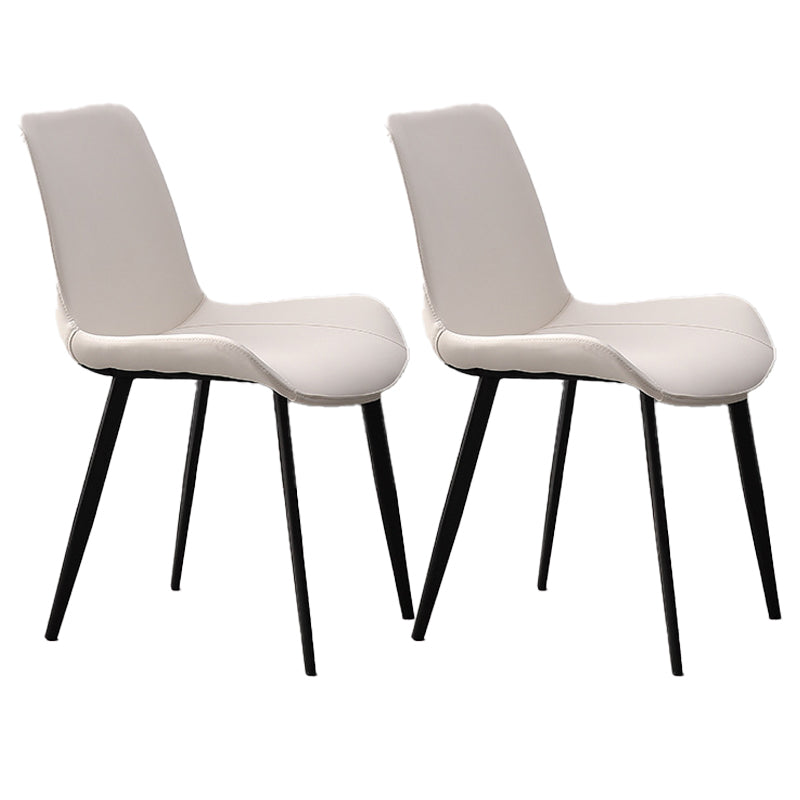 Metal Industrial Dining Chair with Black Legs Metallic Finish Solid Back Side Chair White 2 Piece Set Clearhalo 'Dining Chairs' 'Dining Tables & Seating' 'dining_chair' 'furn' 'furn_dining_chair' 'Furniture' 'furniture_dining_chair' 'Kitchen & Dining Furniture' 5086339