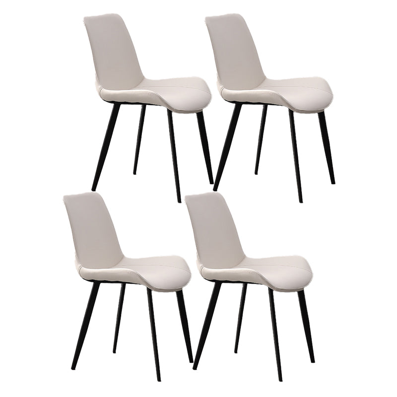 Metal Industrial Dining Chair with Black Legs Metallic Finish Solid Back Side Chair White 4 Piece Set Clearhalo 'Dining Chairs' 'Dining Tables & Seating' 'dining_chair' 'furn' 'furn_dining_chair' 'Furniture' 'furniture_dining_chair' 'Kitchen & Dining Furniture' 5086342