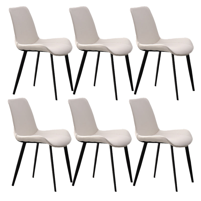 Metal Industrial Dining Chair with Black Legs Metallic Finish Solid Back Side Chair White 6 Piece Set Clearhalo 'Dining Chairs' 'Dining Tables & Seating' 'dining_chair' 'furn' 'furn_dining_chair' 'Furniture' 'furniture_dining_chair' 'Kitchen & Dining Furniture' 5086343