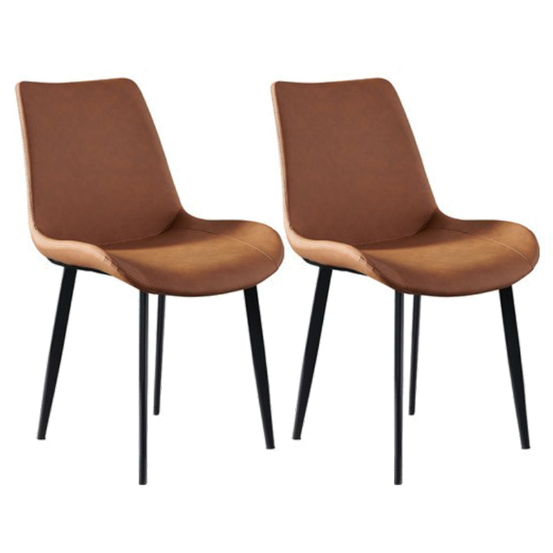 Metal Industrial Dining Chair with Black Legs Metallic Finish Solid Back Side Chair Brown 2 Piece Set Clearhalo 'Dining Chairs' 'Dining Tables & Seating' 'dining_chair' 'furn' 'furn_dining_chair' 'Furniture' 'furniture_dining_chair' 'Kitchen & Dining Furniture' 5086346