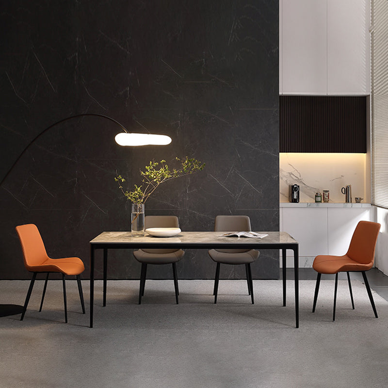 Metal Industrial Dining Chair with Black Legs Metallic Finish Solid Back Side Chair Clearhalo 'Dining Chairs' 'Dining Tables & Seating' 'dining_chair' 'furn' 'furn_dining_chair' 'Furniture' 'furniture_dining_chair' 'Kitchen & Dining Furniture' 5086347