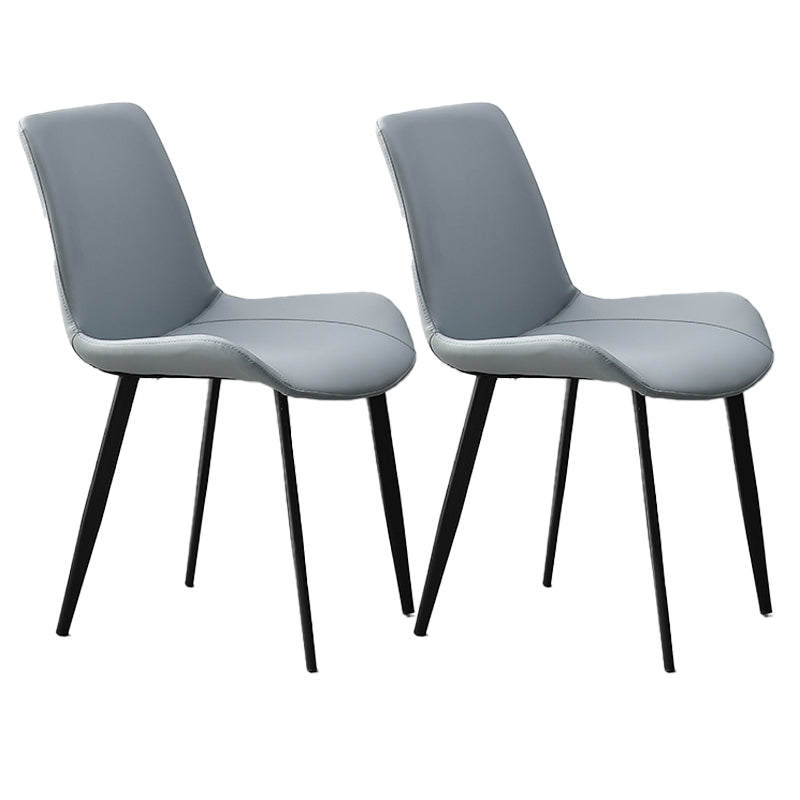 Metal Industrial Dining Chair with Black Legs Metallic Finish Solid Back Side Chair Light Blue 2 Piece Set Clearhalo 'Dining Chairs' 'Dining Tables & Seating' 'dining_chair' 'furn' 'furn_dining_chair' 'Furniture' 'furniture_dining_chair' 'Kitchen & Dining Furniture' 5086350
